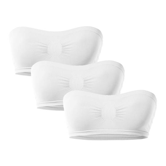 Imagem de Kit Com 3 Top Sutiã Faixa Sem Bojo E Sem Aro Plié Basic Modelo Sem Costura