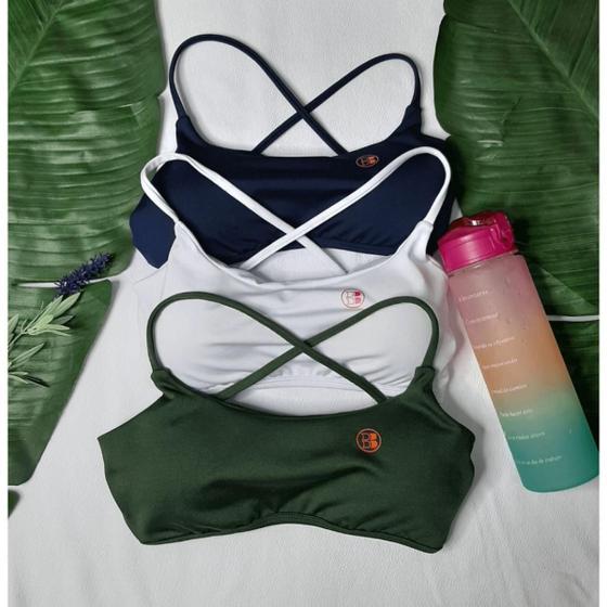 Imagem de Kit Com 3 Tops Alça X Branco/Marinho/Verde Militar