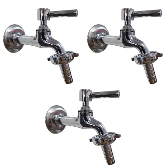 Imagem de Kit com 3 Torneiras 1/4 de Volta para Jardim Cromada Média 10cm. Cod 1130 - C60