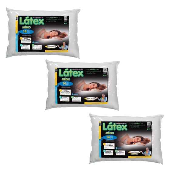 Imagem de Kit com 3 Travesseiros Intermediario em Látex