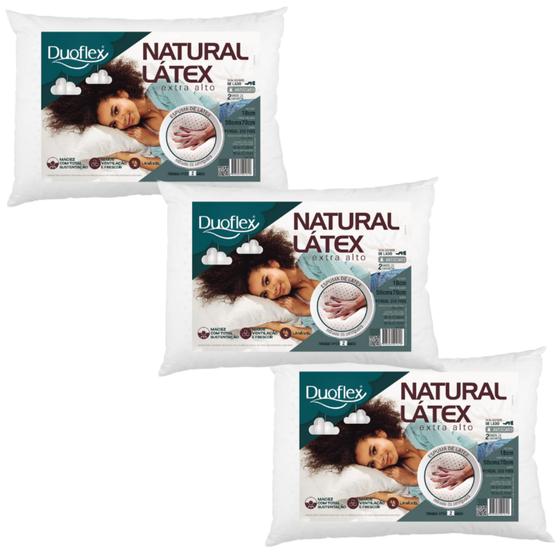Imagem de Kit com 3 Travesseiros Látex Natural Extra Alto