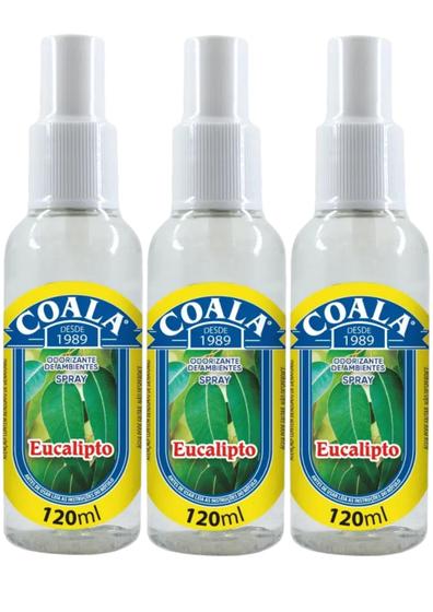 Imagem de Kit com 3 Unidades Coala Odorizante de Ambiente Spray Eucalipto 120 Ml