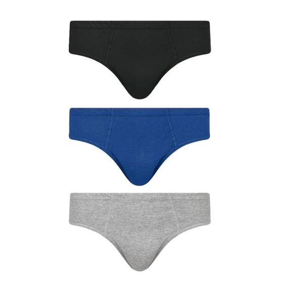 Imagem de Kit com 3 unidades de cueca juvenil slip algodão Selene
