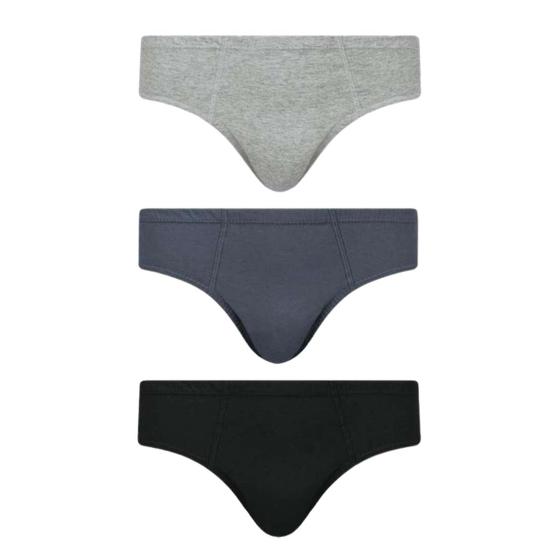 Imagem de Kit com 3 unidades de cueca juvenil slip algodão Selene