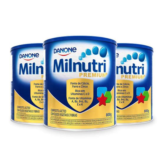 Imagem de Kit Com 3 Unidades Do Leite Milnutri Premium De 800G Cada