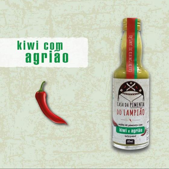 Imagem de Kit com 3 unidades, Molho De Pimenta Com Kiwi e Agrião 60 ml