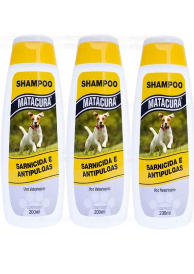 Imagem de Kit com 3 Unidades - Shampoo para Cães Sarnicida Matacura Anti Pulgas 200 Ml