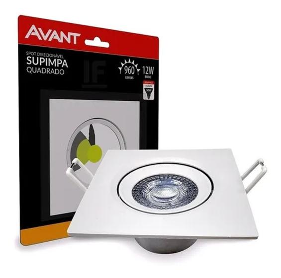 Kit com 3 unidades Spots Led Quadrado Embutir Bivolt 12w Supimpa 3000k - AVANT Menor preço em Kit com 3 unidades Spots Led Quadrado Embutir Bivolt 12w Supimpa 3000k - AVANT