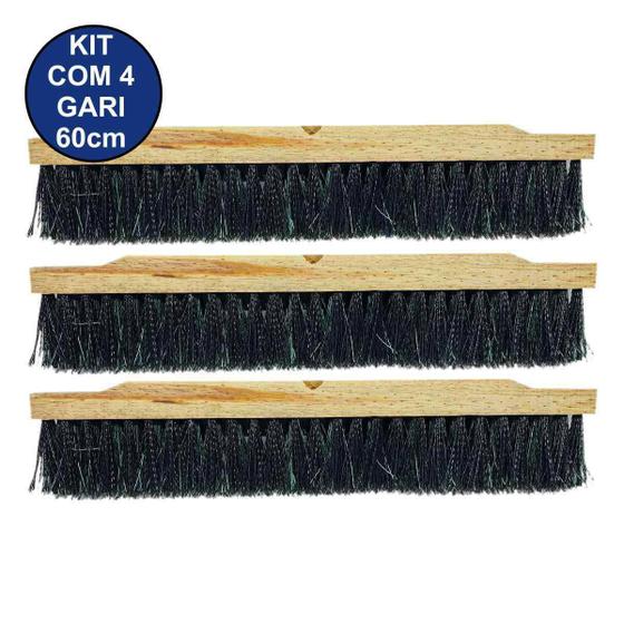 Imagem de Kit Com 3 Vassoura Escovão Gari Nylon Duro 60Cm Sem Cabo