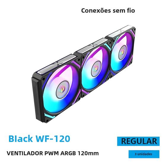Imagem de Kit com 3 Ventiladores de Gabinete ARGB PWM 120mm Upsiren WF-120 - Iluminação Mágica