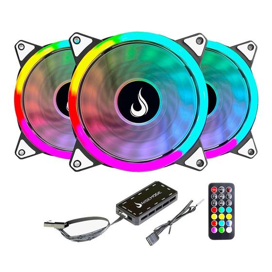 Imagem de Kit Com 3 Ventoinhas Rise Mode Energy, 120mm, ARGB, Preto  - FN-02-RGB-5V