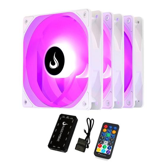 Imagem de Kit Com 3 Ventoinhas Rise Mode Frost, 120mm, RGB, Branco - RM-CF-02-RGB