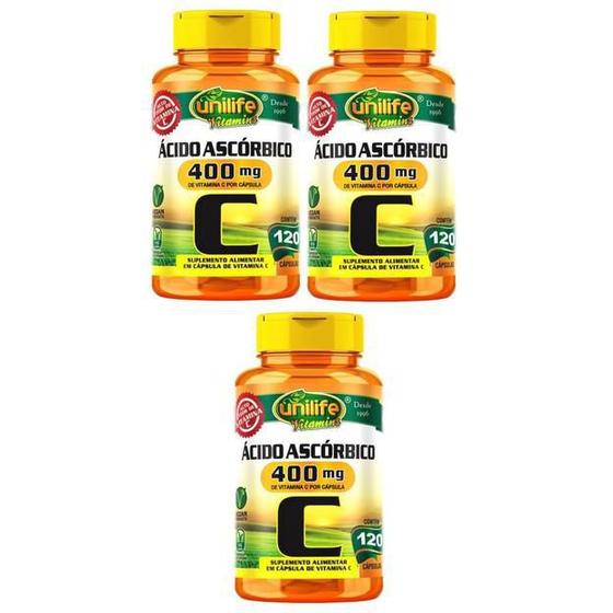 Imagem de Kit Com 3 Vitaminas C Ácido Ascórbico120 750Mg Cápsulas