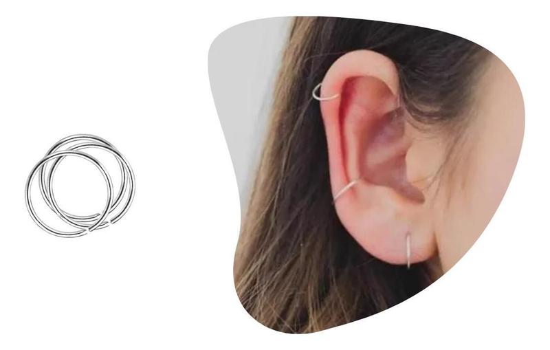 Imagem de Kit Com 3 Vpiercing Nariz Trio Argolas Em Prata 925 6Mm