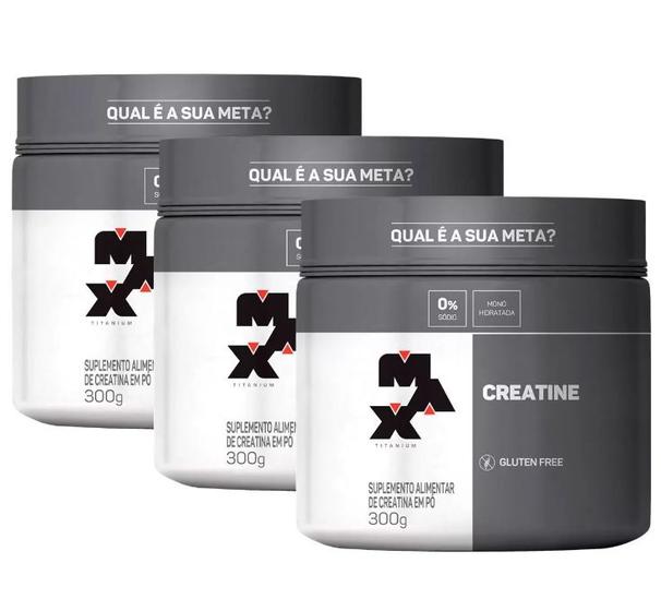 Imagem de Kit com 3 x creatine monohidratada pote 300g - creatina max titanium