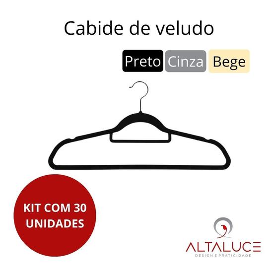 Imagem de  Kit com 30 Cabide de Veludo Adulto 45x23cm Altaluce