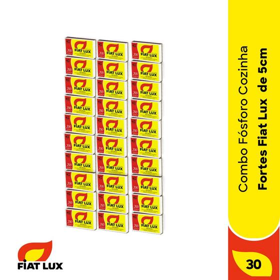 Kit com 30 caixas de Fósforo Cozinha fortes Fiat Lux de 5cm Caixa de
