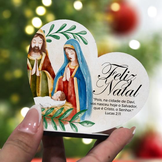 Imagem de Kit com 30 Enfeites de Natal em Formato de Coração  Decoração em MDF para Mesa e Escritório