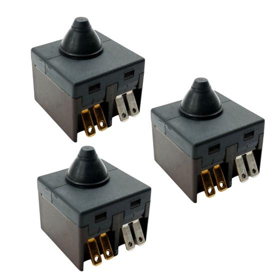 Imagem de Kit com 3un Botão Interruptor Chave Liga Desliga Compatível com Esmerilhadeira Vonder EAV754