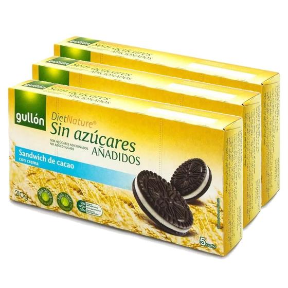 Imagem de Kit Com 3Und Biscoito Gullon Zero Açucar Sandwich Cacao 210G