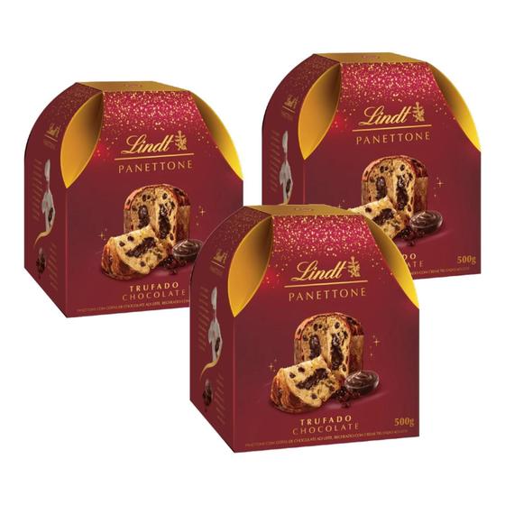 Imagem de Kit Com 3Und Panetone Lindt Trufado Ao Leite 500G