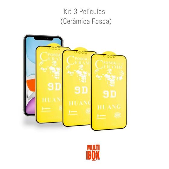 Imagem de Kit Com 3x Películas Protetoras Para Tela: Cerâmica Fosca Flexível para Iphone 13 PRO MAX