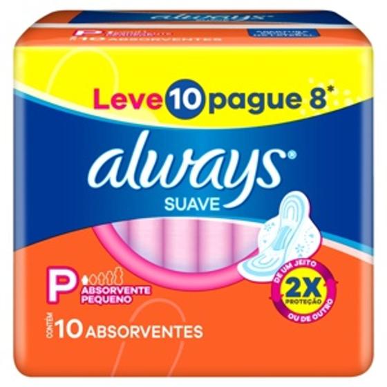 Imagem de kit com 4 Absorvente Always Básico Cobertura Suave com Abas Ofeta Leve 10 Pague 8