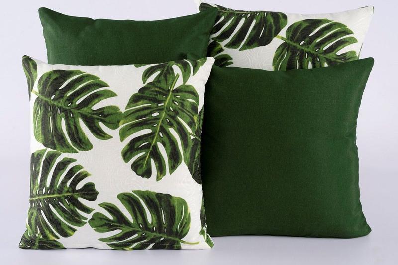 Kit com 4 Almofadas Cheias Decorativas Sala Jacquard - Costela de Adão Verde Menor preço em Kit com 4 Almofadas Cheias Decorativas Sala Jacquard - Costela de Adão Verde