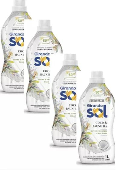 Imagem de Kit com 4 Amaciante Roupa Concentrado Coco & Baunilha 1 Lt