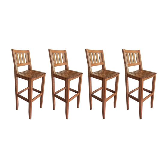 Imagem de Kit com 4 Banquetas Alta Confort com Encosto Madeira Maciça Malbec