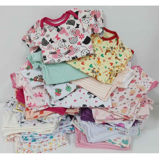 Imagem de Kit Com 4 Body Curto Bebe Menina Verão Enxoval Algodão R 328