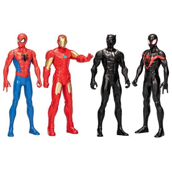 Imagem de Kit com 4 Bonecos - Homem Aranha - Miles Morales - Homem de Ferro e Pantera Negra F6607 Hasbro