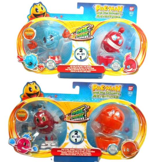 Imagem de Kit Com 4 Bonecos Pac Man Panic Spinners Giratório Bandai