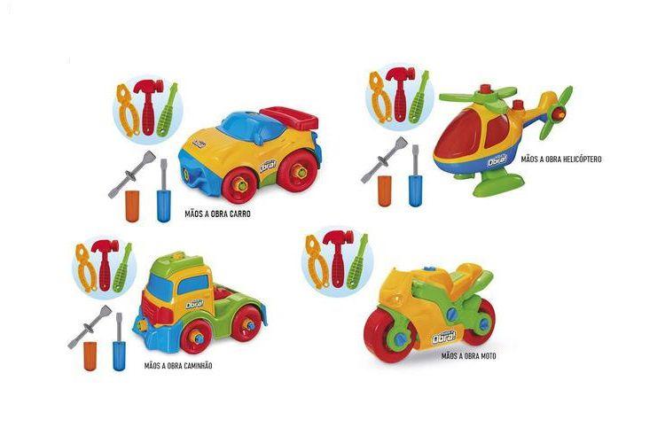 Imagem de Kit com 4 Brinquedos Mãos a Obra - Caminhão + Carro + Helicóptero + Moto - Usual Brinquedos