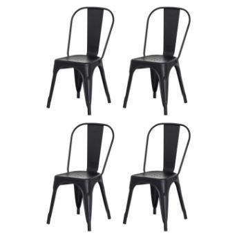 Imagem de Kit com 4 Cadeira Tolix Iron Aço Carbono Industrial - Preto Fosco