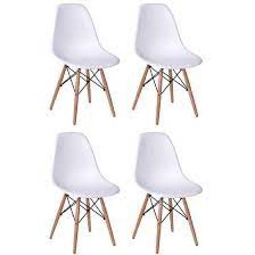 Imagem de Kit Com 4 Cadeiras Charles Eames Wood Dsw Branca - Base Mad