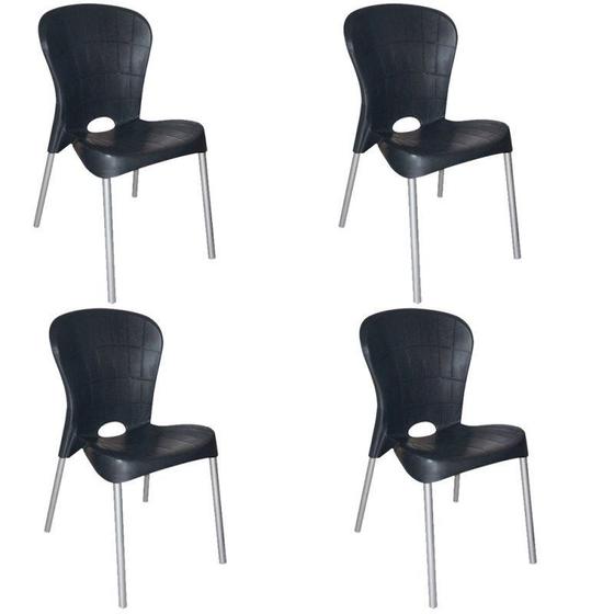 Imagem de Kit com 4 Cadeiras com pés de aço Montes Claros Preta - Antares