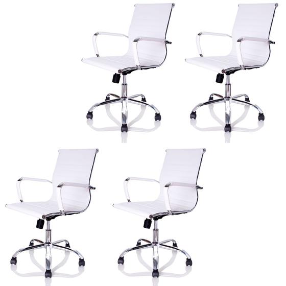 Imagem de Kit com 4 Cadeiras Diretor Charles Eames Esteirinha Branca Giratória 11D