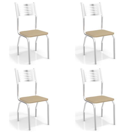 Imagem de Kit com 4 Cadeiras Estofadas Munique Cromada 4C047CR Kappesberg Crome