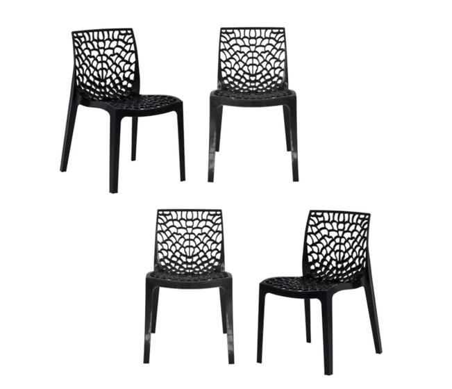 Kit Com 4 Cadeiras Gruvyer Para Sala De Jantar Preta Menor preço em Kit Com 4 Cadeiras Gruvyer Para Sala De Jantar Preta