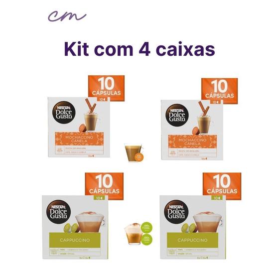 Imagem de Kit com 4 Caixas Capsulas Café Dolce Gusto Mochaccino Canela + Cappuccino 10 Unidades