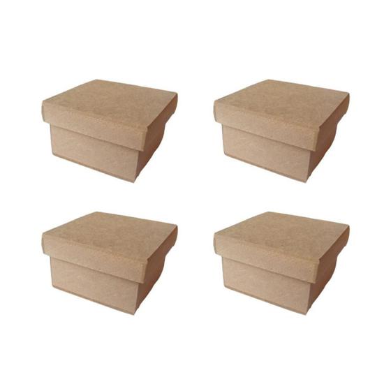 Imagem de Kit com 4 Caixinhas Tampa de Sapato 6x6x5cm MDF