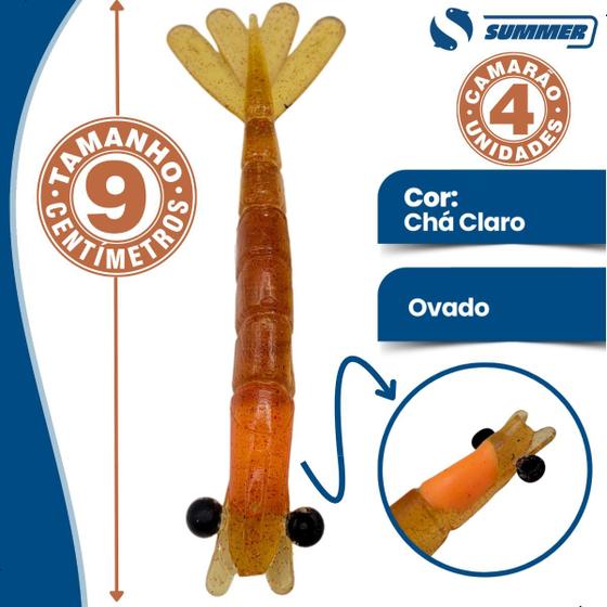 Imagem de Kit Com 4 Camarão Artificial para Pesca Várias Cores 9cm