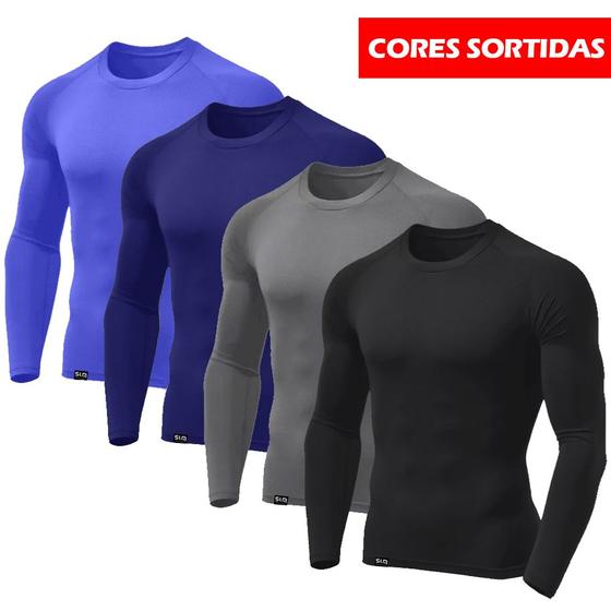 Imagem de Kit com 4 Camisetas Proteção UV Masculinas Tecido Gelado Cores Sortidas