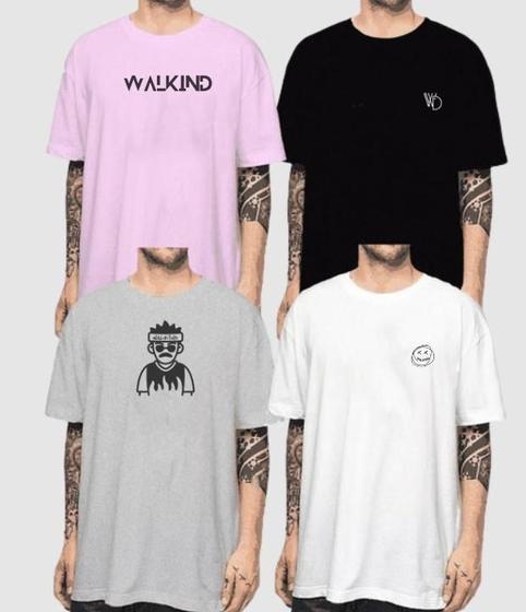 Imagem de Kit com 4 camisetas walkind Wd/Smilie/Blaricka/Swag