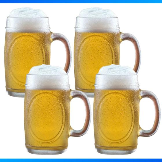 Imagem de Kit Com 4 Canecas Vidro De Chopp Cerveja Bar Restaurante Padaria 350Ml