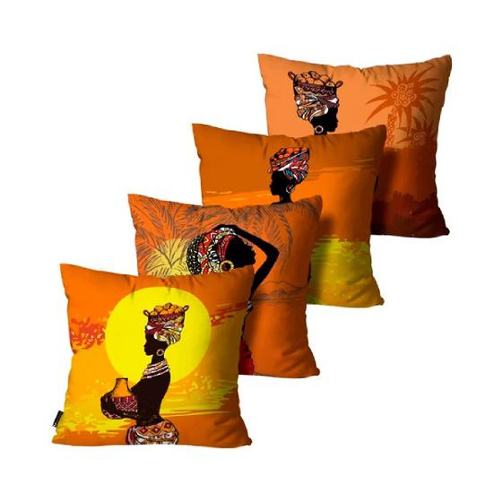 Imagem de Kit com 4 Capas de Almofadas Africana Colorido 45x45