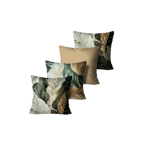 Imagem de Kit com 4 Capas de Almofadas Decorativas Folhagens Verde