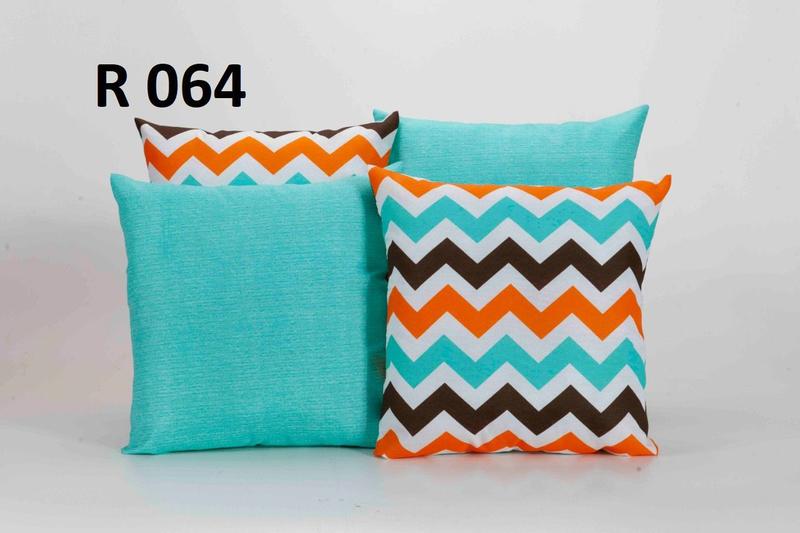 Imagem de Kit com 4 Capas para Almofadas Decorativas De Sofa com Zíper - Azul Zig Zag Laranja