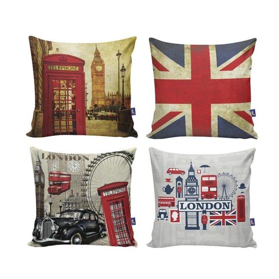 Imagem de Kit com 4 Capas para Almofadas Decorativas de Sofá Londres